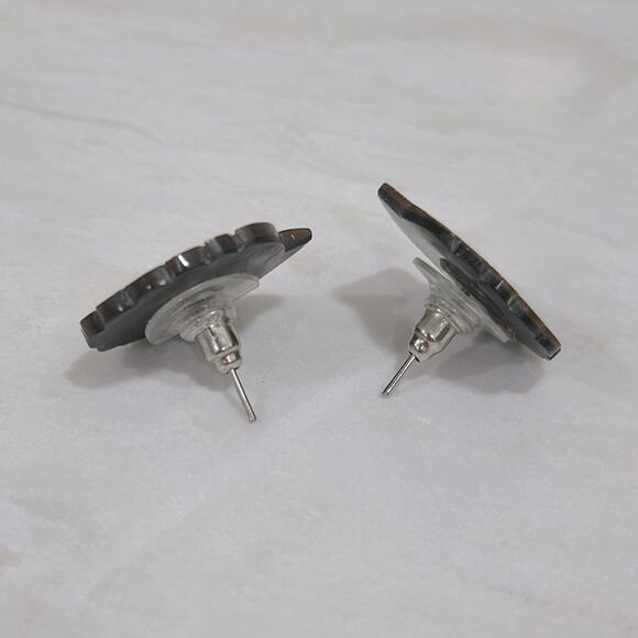 Iridescent Abalone Clam Shell Stud Earrings .75” MERMAIDCORE - Picture 2 of 10